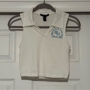 Forever 21 White Beverly Hills Sleeveless Polo Top